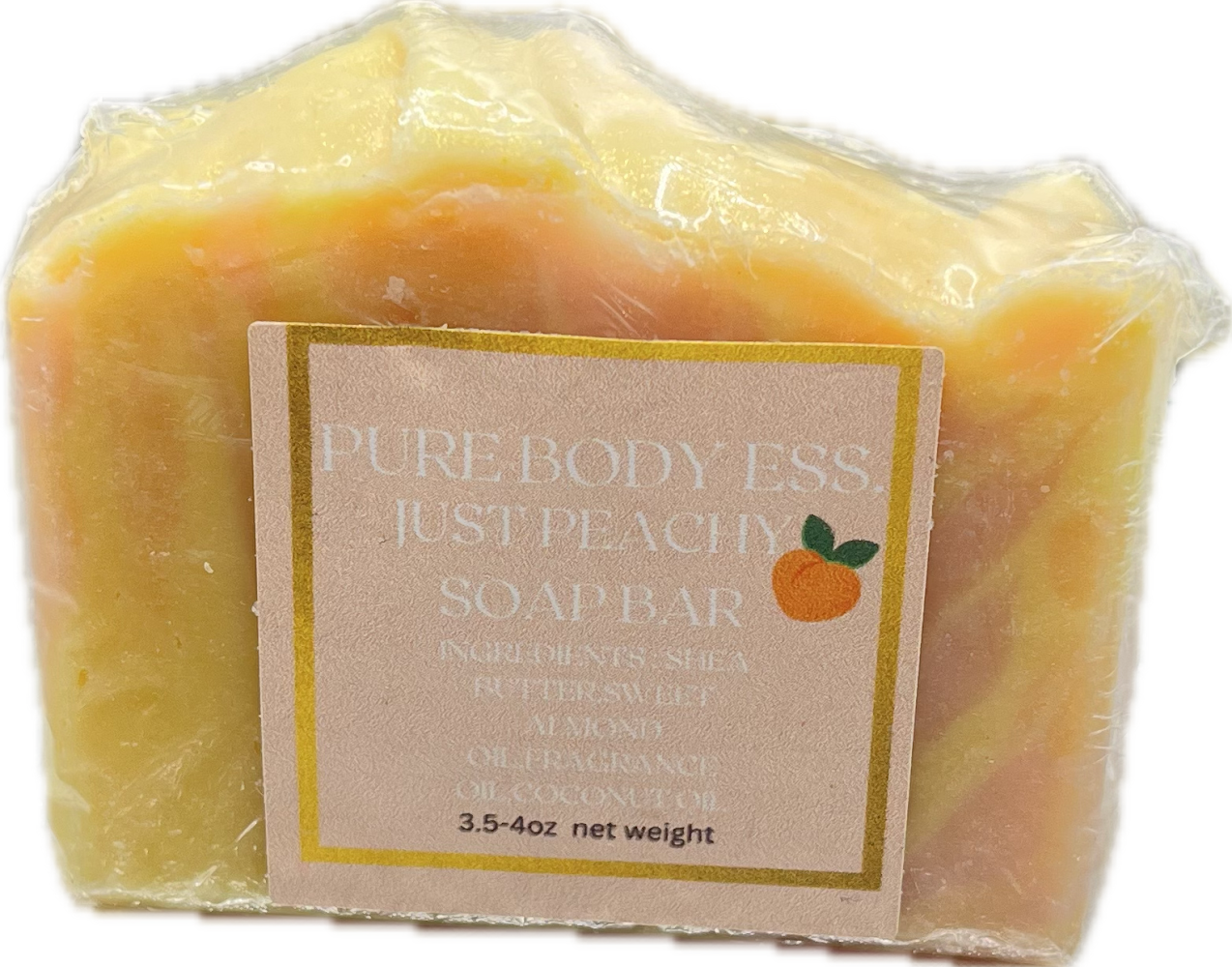 peach soap bar, handmade peach soap, fruity scented soap, moisturizing peach soap, natural peach soap, artisan peach soap, fresh peach body soap, vegan soap bar, peach-scented skincare, cruelty-free soap,